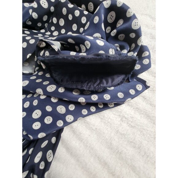 Real Clothes Saks Fifth Avenue Button Print Silk Long Sleeve Top Small New $158 - Picture 3 of 7
